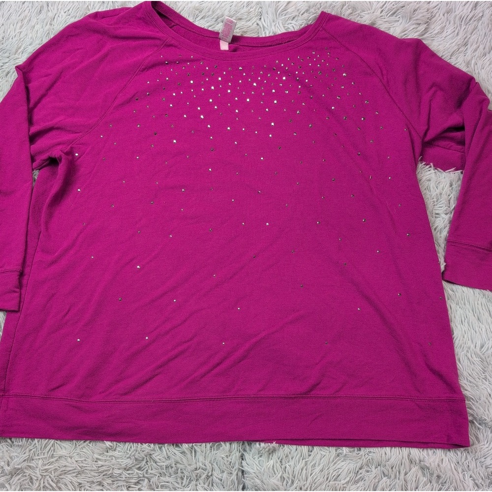 Lane Bryant Sweatshirt Womens 26 28 Pink Soft Comfort Outdoors Casual Studded